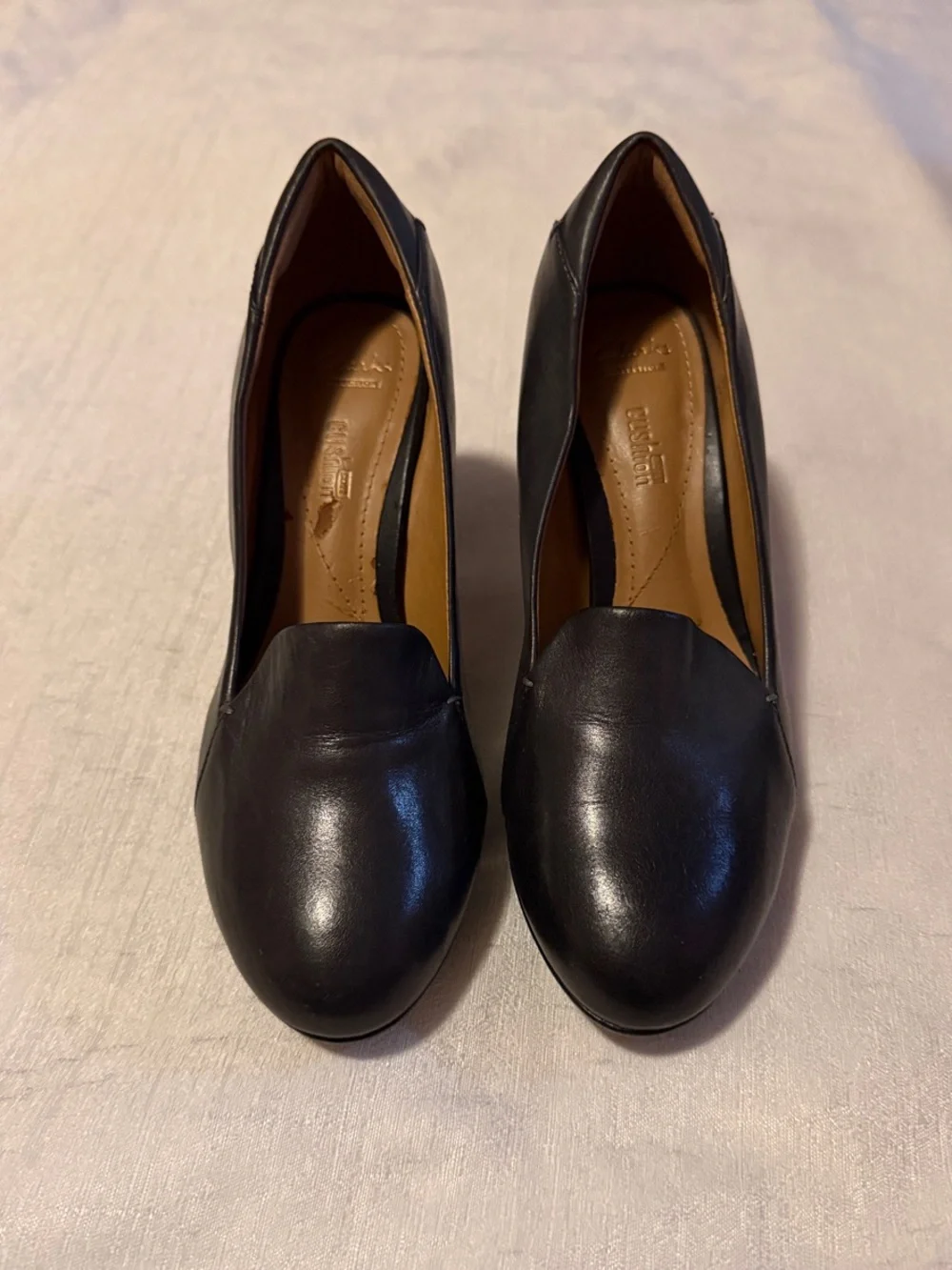Dark Grey Leather Women’s Slip-On Pumps